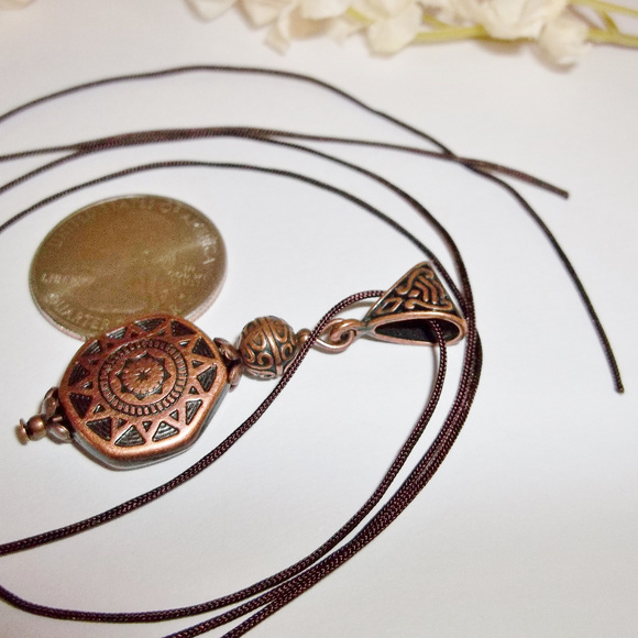 Boho Copper & Black Necklace Pendant Adjustable Length Beaded Necklace NWT A050 - Picture 5 of 9